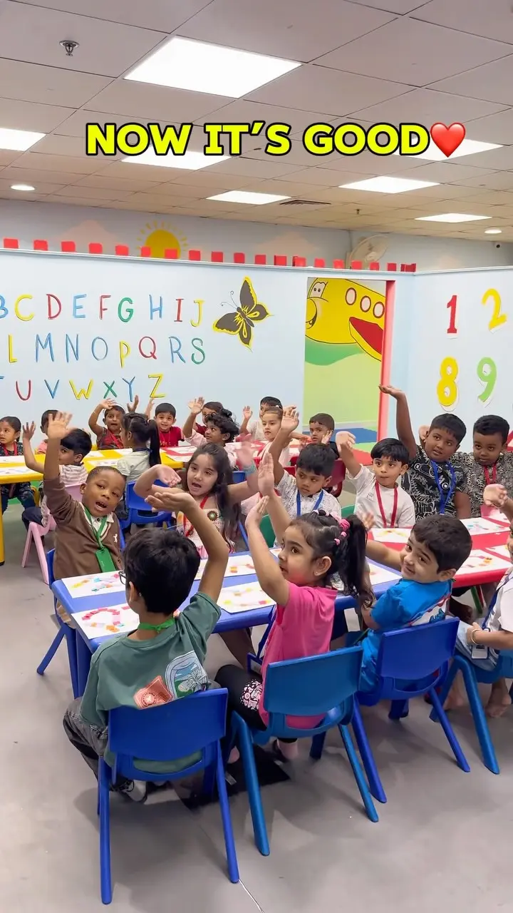 The main classroom with painted alphabet and numbers walls
